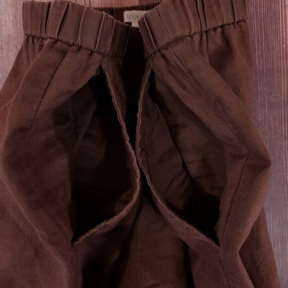Eileen Fisher Womens Small 100% Organic Linen Wide Leg Pull On Pants Brown - Picture 4 of 12